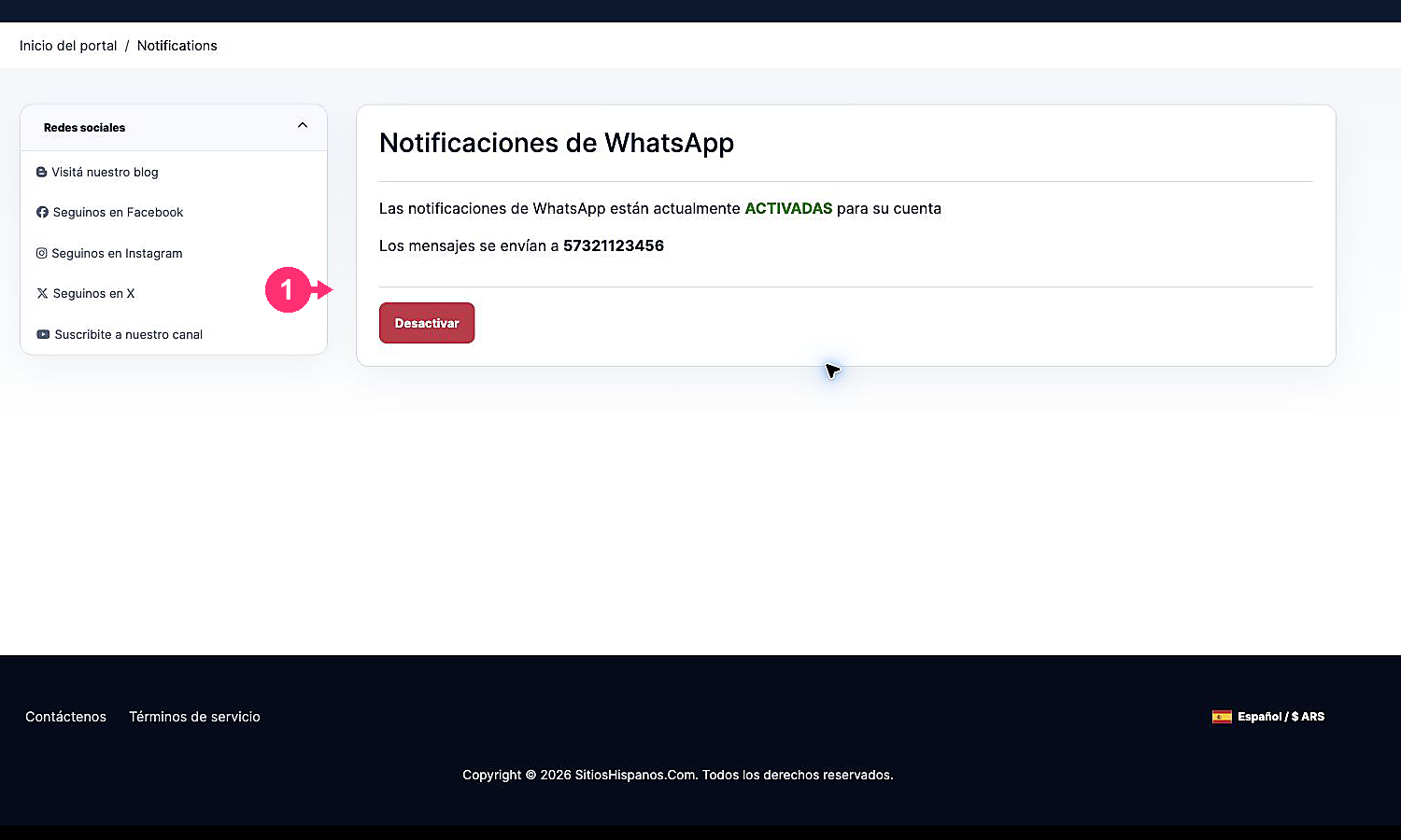 Estado y control actual de las notificaciones de WhatsApp